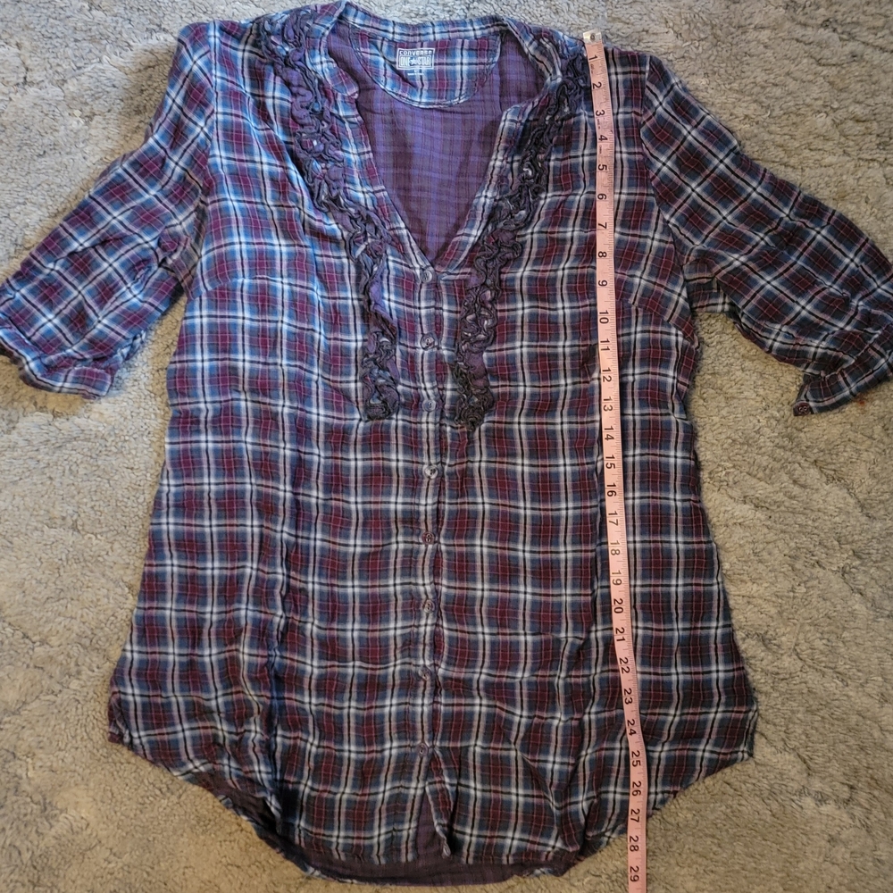 Converse Plaid Top in Purple and White